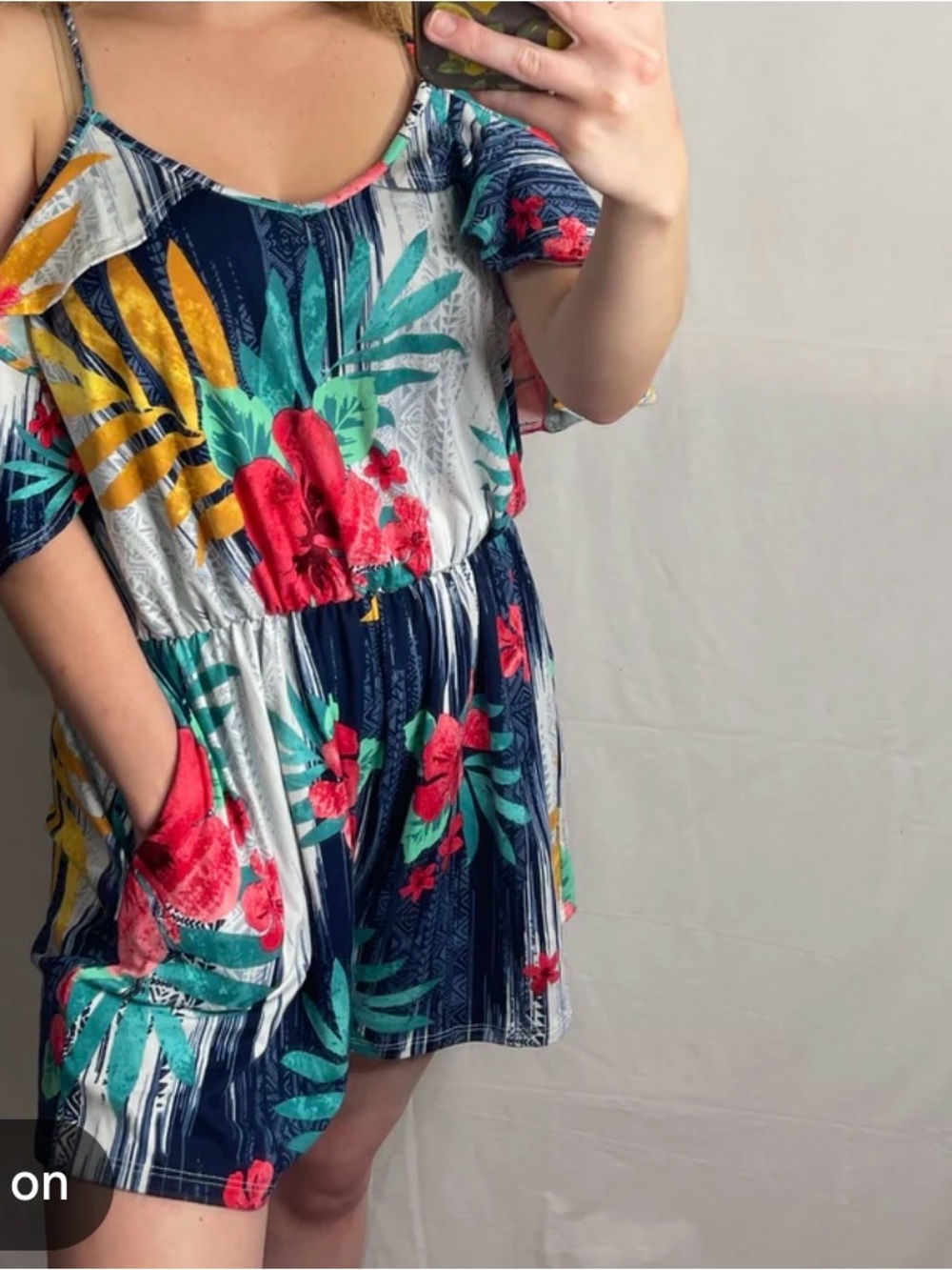 Floral Off-Shoulder Romper in Multi - Picture 3 of 10